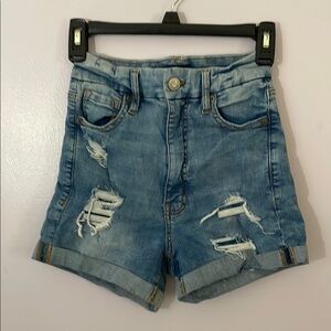 Aeropostale Blue Jean Shorts Distressed Design